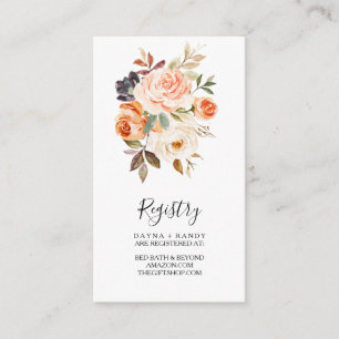 Autumn Yellow Blush Elegant Floral Gift Registry Enclosure Card