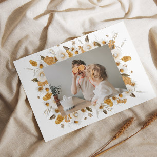 Autumn Yellow Flowers Photo Frame   Thanksgiving Postcard