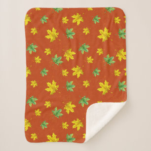 Autumn Yellow & Green Leaves Sherpa Blanket