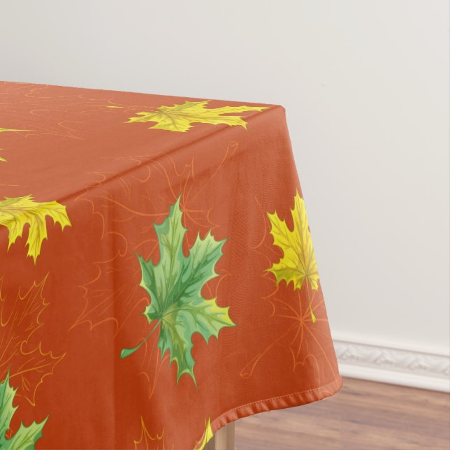 Autumn Yellow & Green Leaves Tablecloth (In Situ)