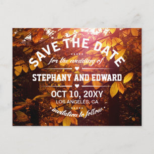 Autumn Yellow Leaves Save the Date Postcard