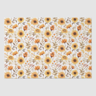 Autumn Yellow & Orange Sunflowers Tissue Paper