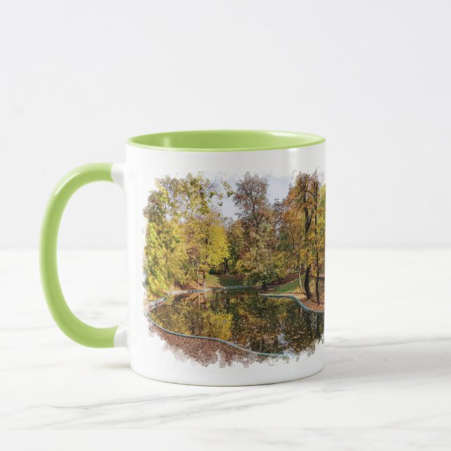 Autumn Yellow Park Trees Reflection Mug (Left)
