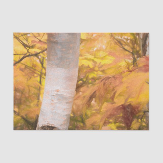 Autumn Yellow Sketch Art Forest Leaves Birch Tree Tissue Paper (Front)