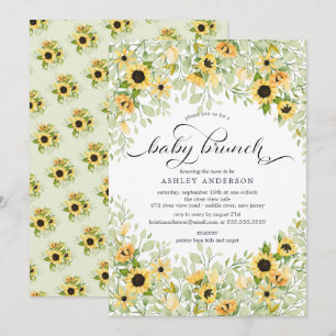 Autumn Yellow Sunflower Baby Brunch Invitation
