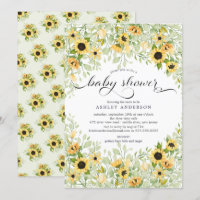 Autumn Yellow Sunflower Floral Baby Shower