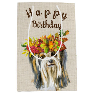 Autumn Yorkshire Terrier Birthday Medium Gift Bag