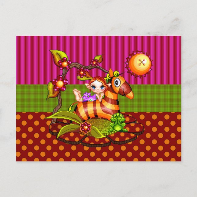 Autumn Zebra Pixel Art Postcard (Front)