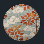 Autumnal Ascent Dartboard<br><div class="desc">A breathtaking display of fiery orange and red autumn leaves dancing against a backdrop of serene pastel blue sky adorned with fluffy white clouds. Did you know that the vibrant colors of fall foliage are not caused by cold weather, but rather by the breakdown of chlorophyll, the green pigment in...</div>