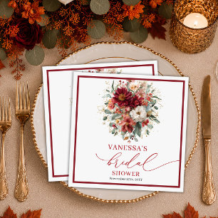 Autumnal Burgundy Gold Floral terracotta bridal sh Napkin