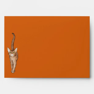 Autumnal Cinnamon Coloured Envelope with a Cat