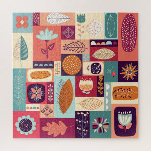 Autumnal Decorative Vintage Background Art Jigsaw Puzzle