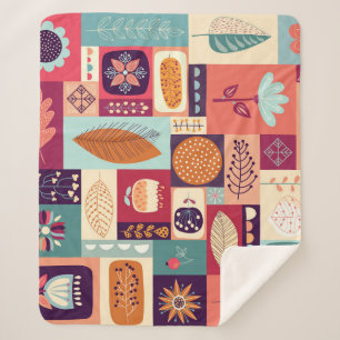 Autumnal Decorative Vintage Background Art Sherpa Blanket