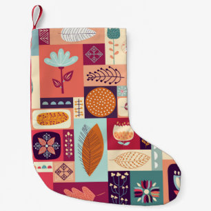 Autumnal Decorative Vintage Background Art Small Christmas Stocking