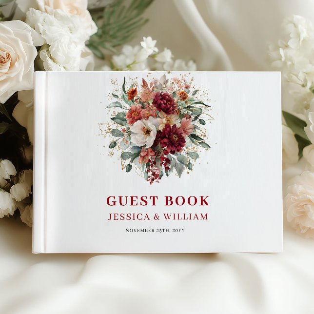 Autumnal Deep Red Floral Wedding Guest Book (Autumnal Deep Red Floral Wedding Guest Book

)