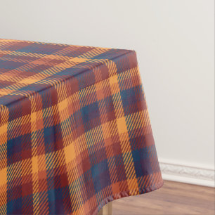 Autumnal Fall Earth Tones Rustic Plaid Pattern Tablecloth