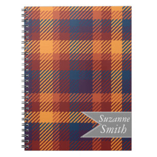 Autumnal Fall Hues Plaid Pattern Spiral Notebook