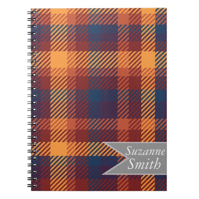Autumnal Fall Hues Plaid Pattern Spiral Notebook (Front)