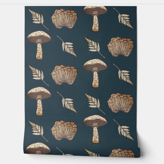 Autumnal Fall Mushrooms & Ferns Wallpaper (Unrolling)