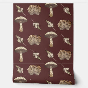 Autumnal Fall Mushrooms & Ferns Wallpaper
