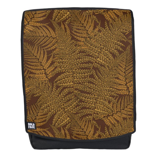 Autumnal fern on brown backpack (Front)