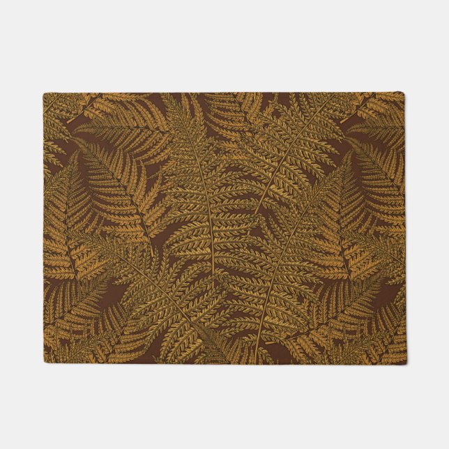 Autumnal fern on brown doormat (Front)