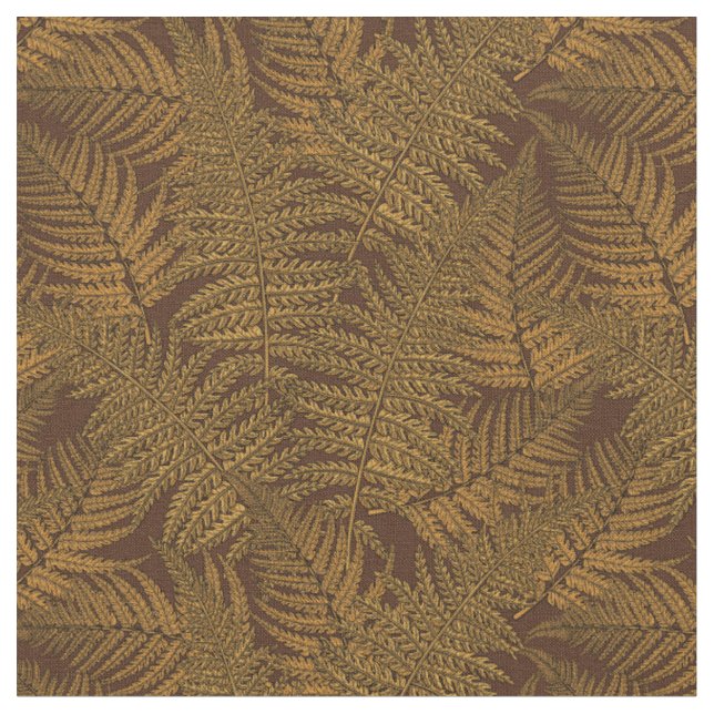 Autumnal fern on brown fabric (Close Up)