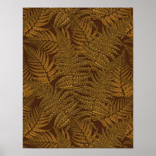Autumnal fern on brown poster