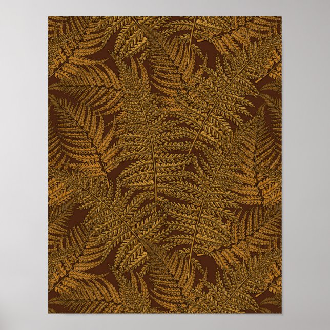 Autumnal fern on brown poster (Front)