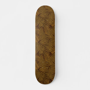 Autumnal fern on brown skateboard