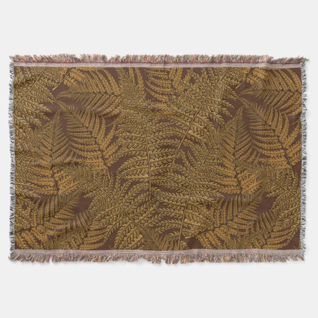 Autumnal fern on brown throw blanket (Front)
