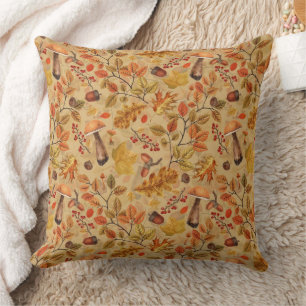 Autumnal forest on ochre cushion