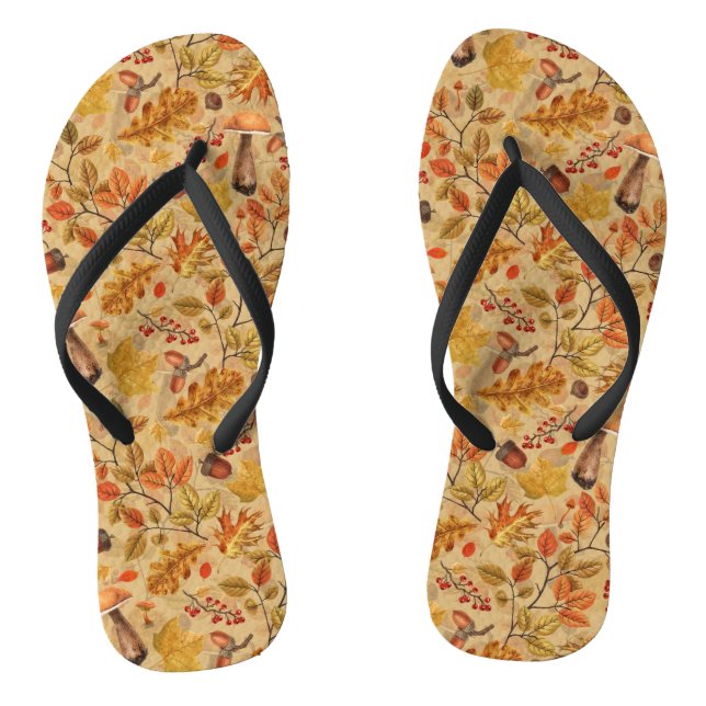 Autumnal forest on ochre jandals (Footbed)