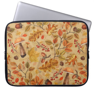 Autumnal forest on ochre laptop sleeve