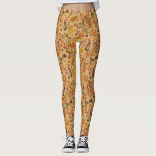 Autumnal forest on ochre leggings