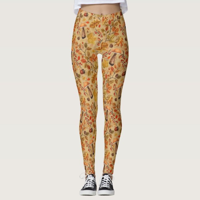 Autumnal forest on ochre leggings (Front)