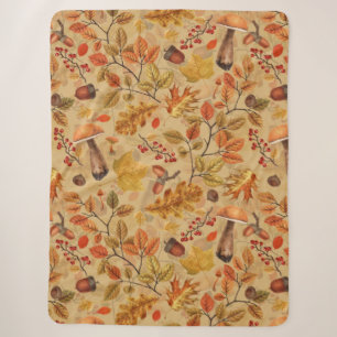 Autumnal forest on ochre sherpa blanket