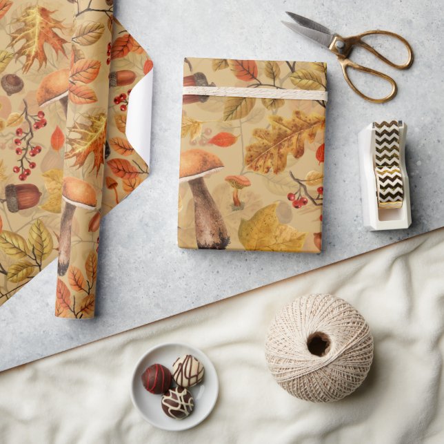 Autumnal forest on ochre wrapping paper (Crafts)