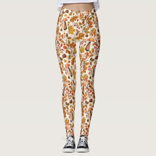 Autumnal forest on off white leggings (Front)