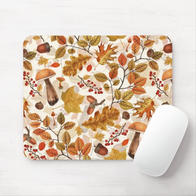 Autumnal forest on off white mouse pad (With Mouse)