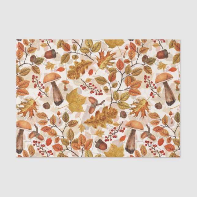 Autumnal forest on off white tissue paper (Front)