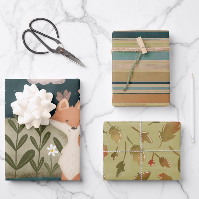 Autumnal Fox Gift Wrap (Front)