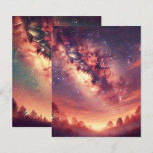 Autumnal Galaxy Milky Way  Scrapbook Paper Sheets