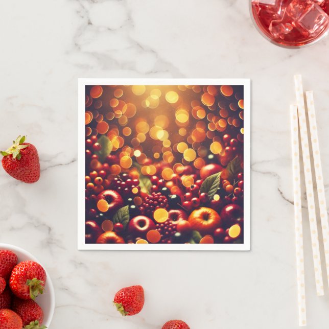Autumnal Harvest Festival Fruits Bokeh Découpage Napkin (Insitu)