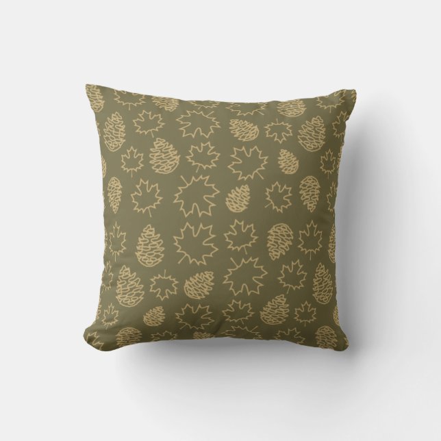 Autumnal Leafs in Brown Tones - Nature Pattern Cushion (Front)