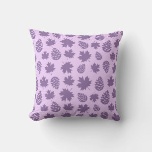 Autumnal Leafs in Purple Tones - Nature Pattern Cushion