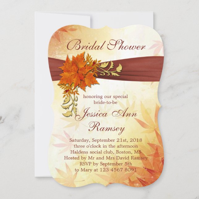 Autumnal leaves Bridal Shower Invitation (Front)