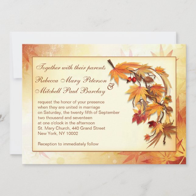 Autumnal leaves Wedding Invitation (Front)