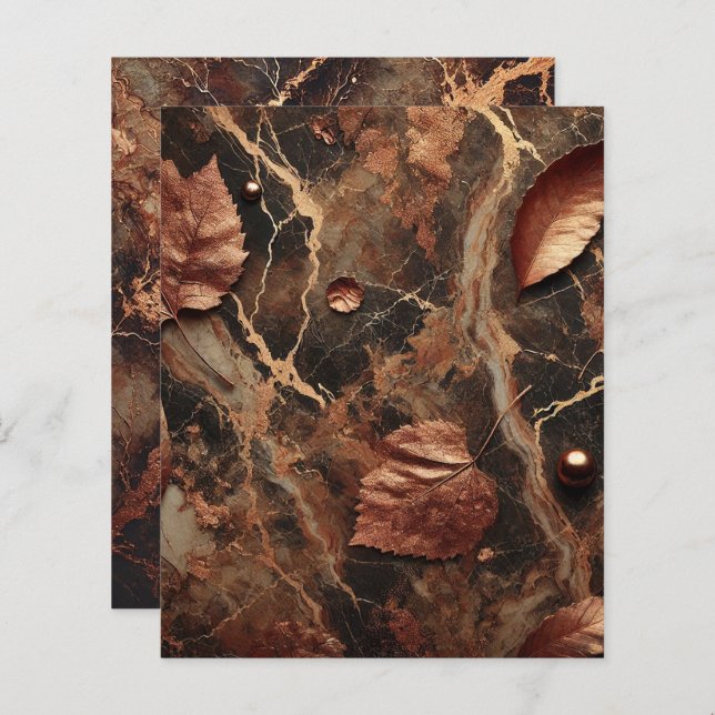 Autumnal Marble Earthy Brown Scrapbook Paper (Front/Back)