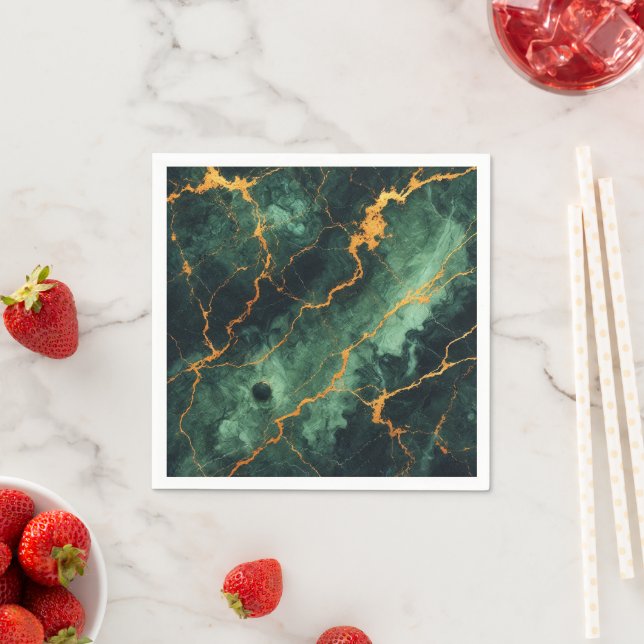 Autumnal Marble Green Forest Découpage Napkins (Insitu)